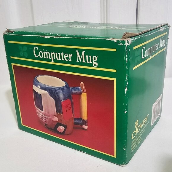 Vintage Clover Computer Mug Retro 80s 90s PC Monitor Novelty Retro Geek Gift Box - Picture 10 of 15